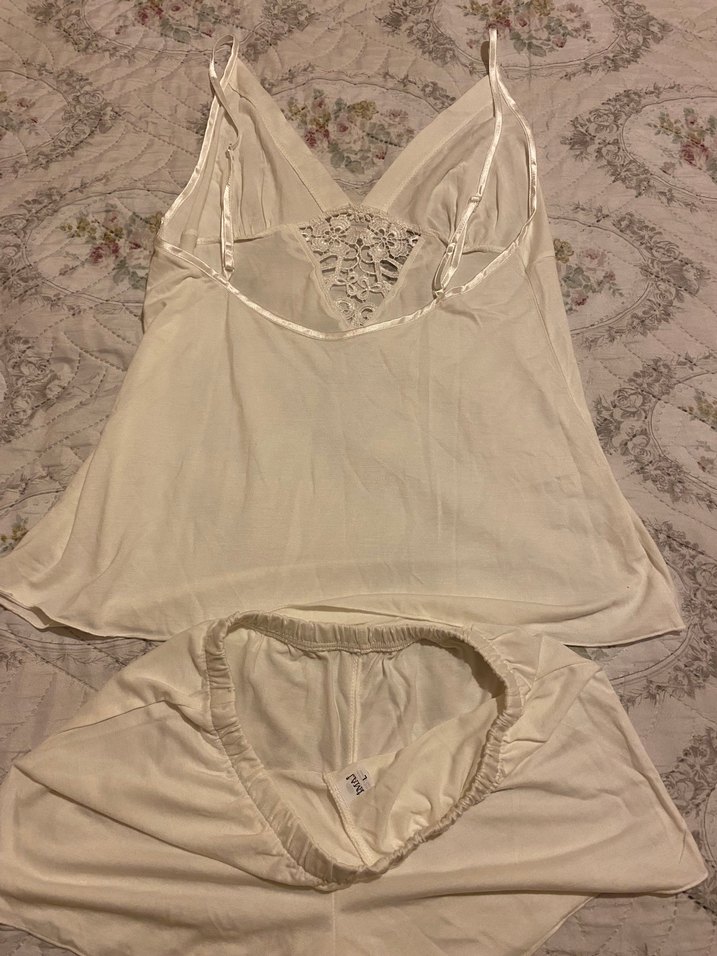 İMAJ 
Beyaz Mini Kolsuz Bohem şortlu pijama takımı - Görsel 2