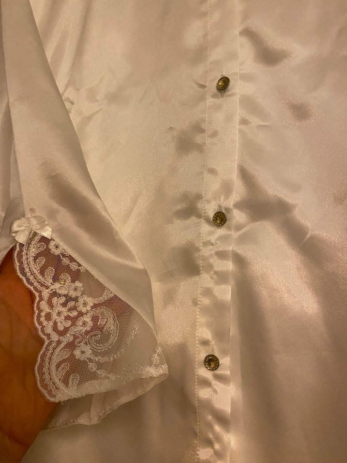 NURTEKS
Kadın Beyaz Vintage Saten Pijama Takımı - Görsel 2