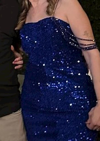 Mavi Parlak Payetli Uzun Abiye Elbise - Görsel 3