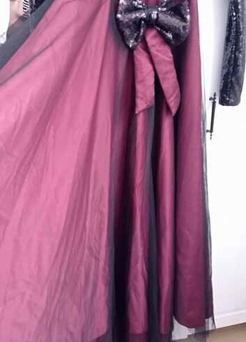 Bordo siyah pul işlemeli abiye  - Görsel 6