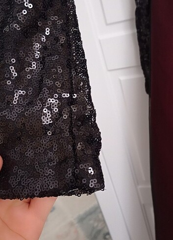 Bordo siyah pul işlemeli abiye  - Görsel 7
