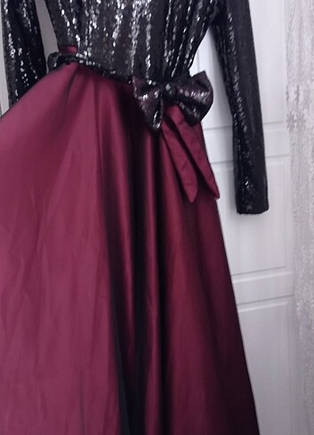 Bordo siyah pul işlemeli abiye  - Görsel 10
