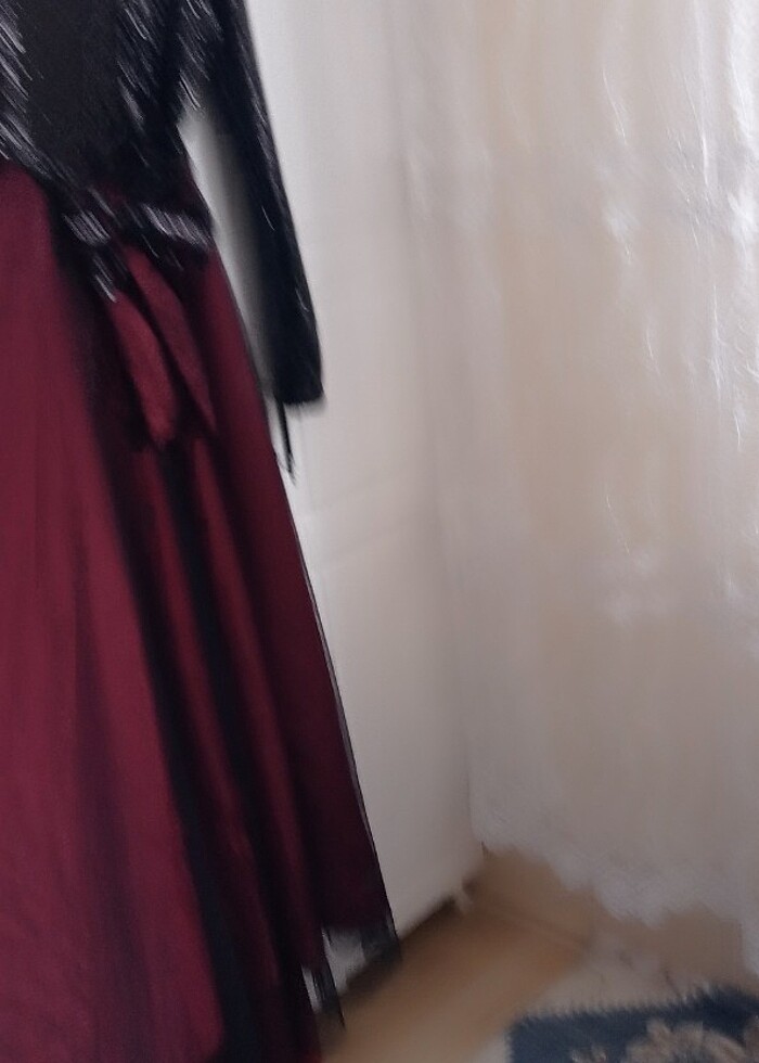 Bordo siyah pul işlemeli abiye  - Görsel 5