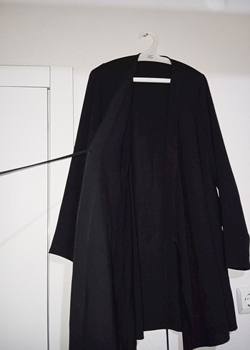 Diğer Uzun Siyah Kadın bağlamalı Kimono gömlek