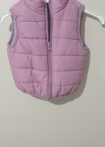 Kız Çocuk Pembe Yumuşak Dokulu Fermuarlı Yelek