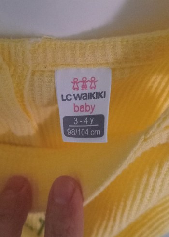 LC Waikiki Kız Çocuk Sarı Nakışlı Triko Elbise