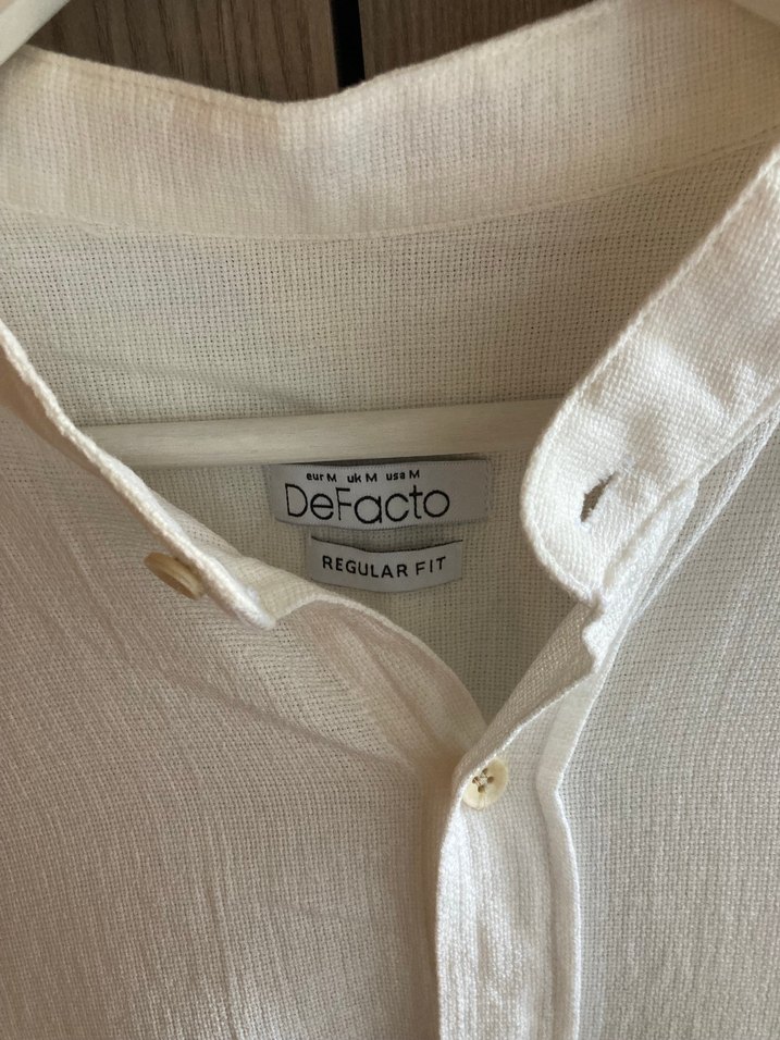 DeFacto Beyaz Erkek Gömlek  M Beden  Regular Fit - Görsel 3
