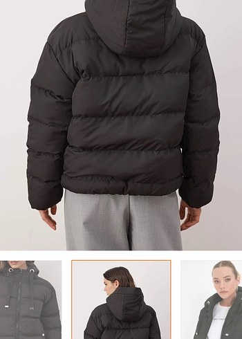 Siyah şişme  Mont - Görsel 4