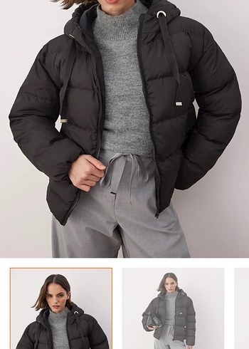 Siyah şişme  Mont - Görsel 2