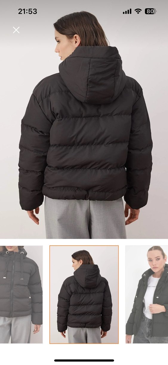 Siyah şişme  Mont - Görsel 4