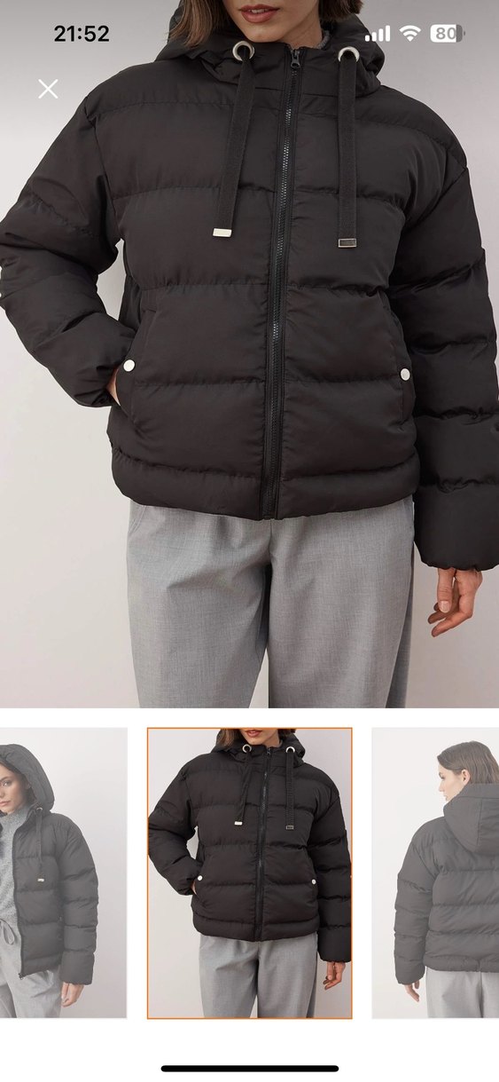 Siyah şişme  Mont - Görsel 5