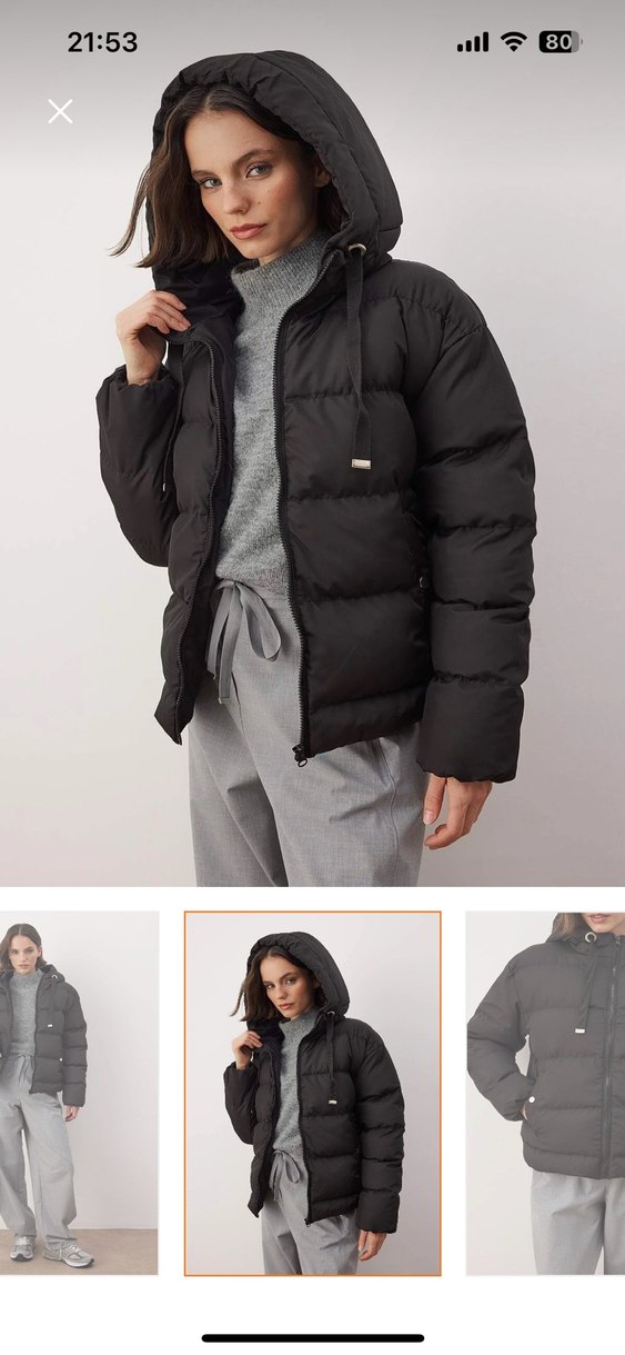 Siyah şişme  Mont - Görsel 3