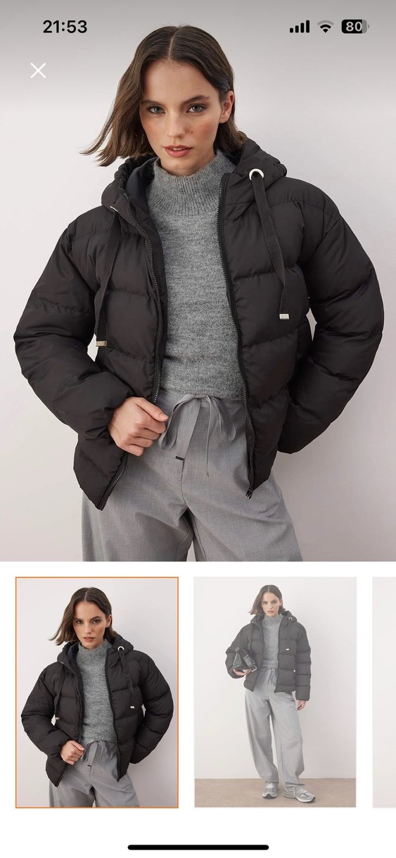 Siyah şişme  Mont - Görsel 2