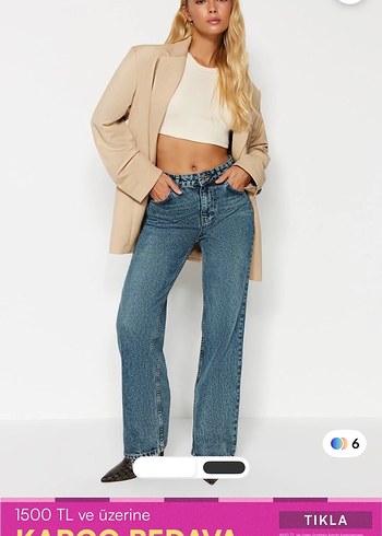 Mavi Soluk Efekt Vintage Yüksek Bel Wide Leg Jeans - Görsel 2