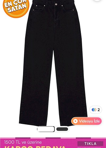 Siyah WideLeg Denim Pantolon - Görsel 3