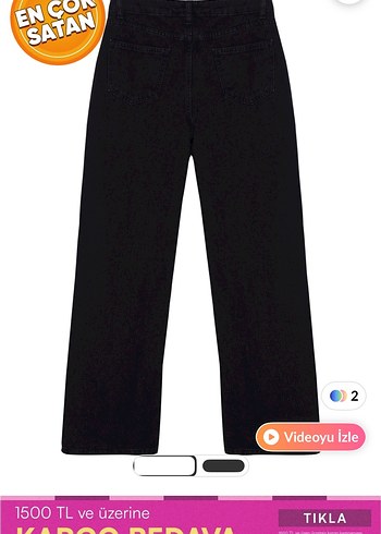 Siyah WideLeg Denim Pantolon - Görsel 2