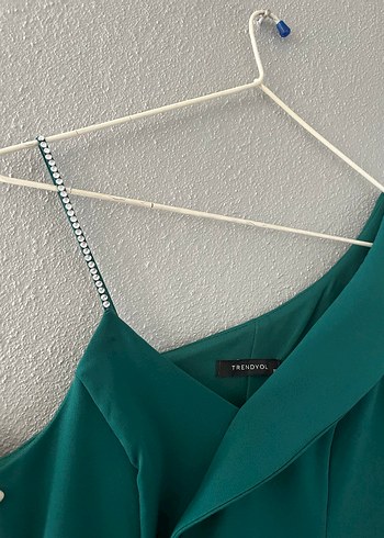 Yeşil Drapeli Uzun Abiye Elbise - Görsel 3