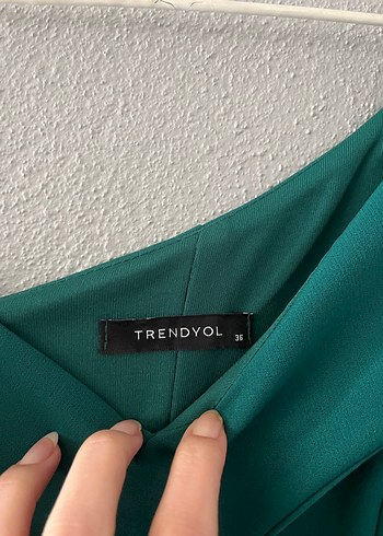 Yeşil Drapeli Uzun Abiye Elbise - Görsel 5