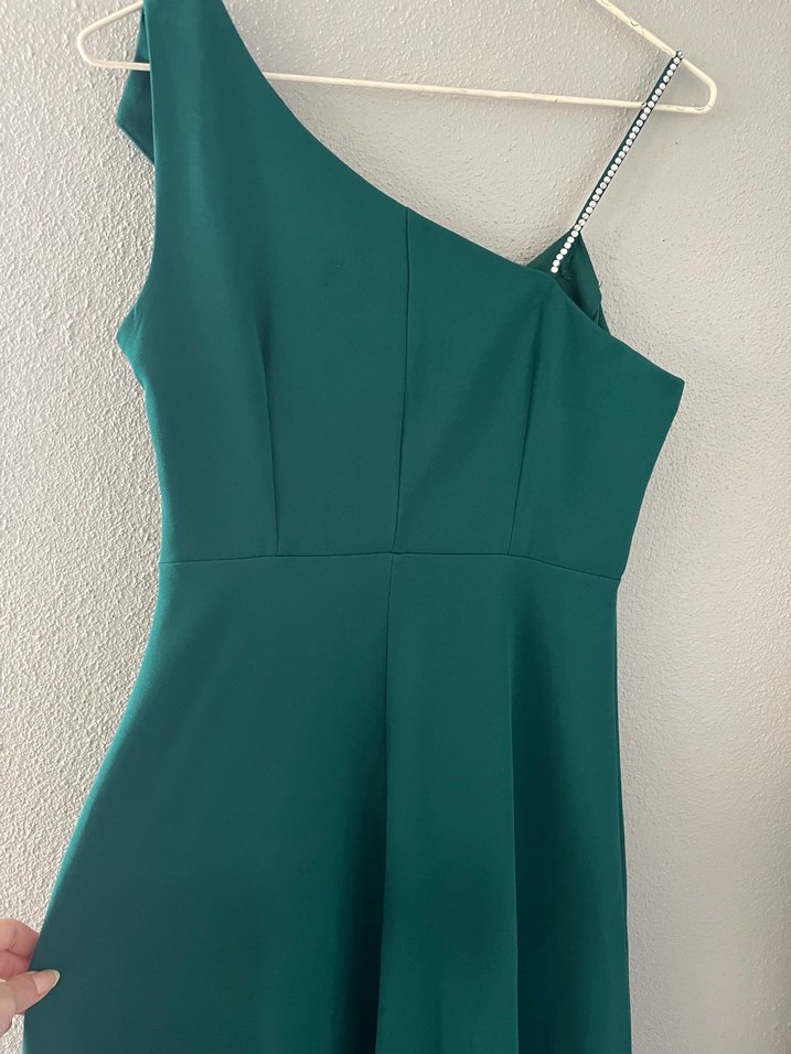 Yeşil Drapeli Uzun Abiye Elbise - Görsel 4