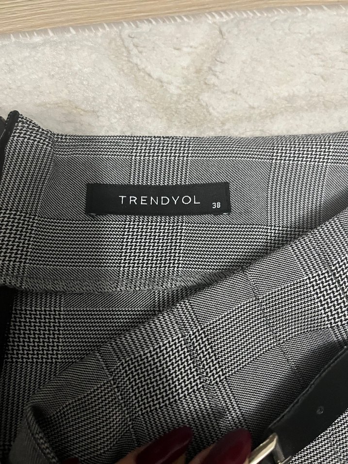 Ekose Desenli Gri Etek - Görsel 2