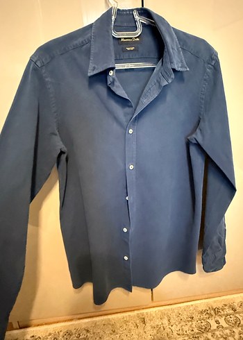 Massimo DuttiMavi Denim Erkek Gömlek Uzun Kollu