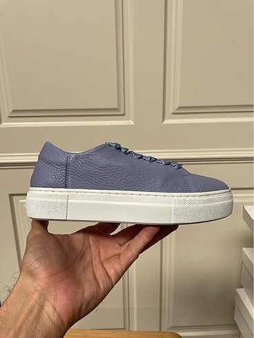 Harika Mavi Renk Hakiki Deri Kadın Sneaker