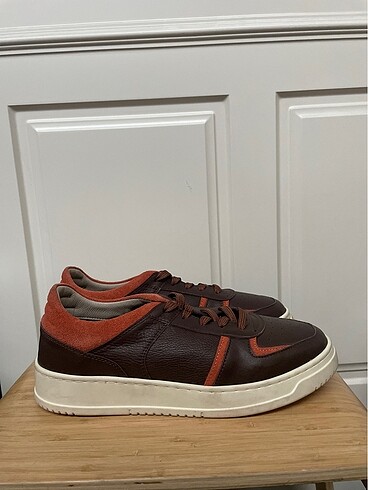 Hakiki Deri Bağcıklı Kahverengi Erkek Sneaker