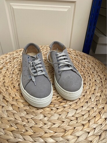 Kadın Hakiki Deri Mavi Sneaker