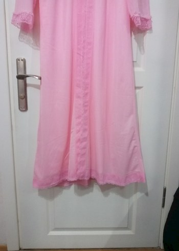 Pembe Uzun Kollu Kadın Gecelik,sabahlık ikili Takım yeni vintega - Görsel 2