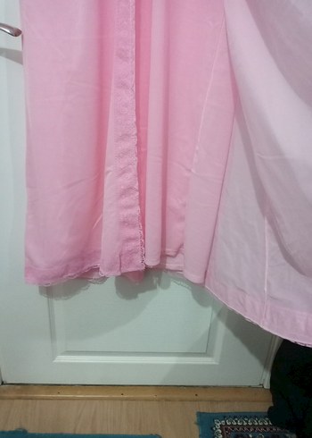 Pembe Uzun Kollu Kadın Gecelik,sabahlık ikili Takım yeni vintega - Görsel 5