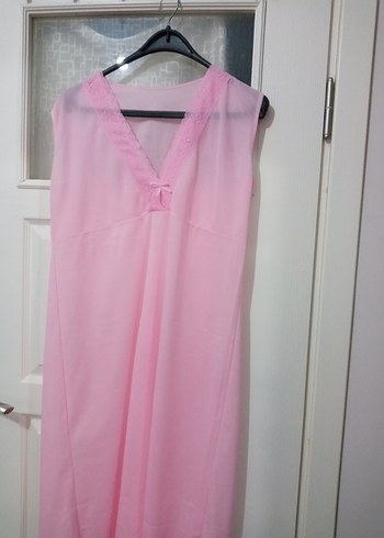 Pembe Uzun Kollu Kadın Gecelik,sabahlık ikili Takım yeni vintega - Görsel 4