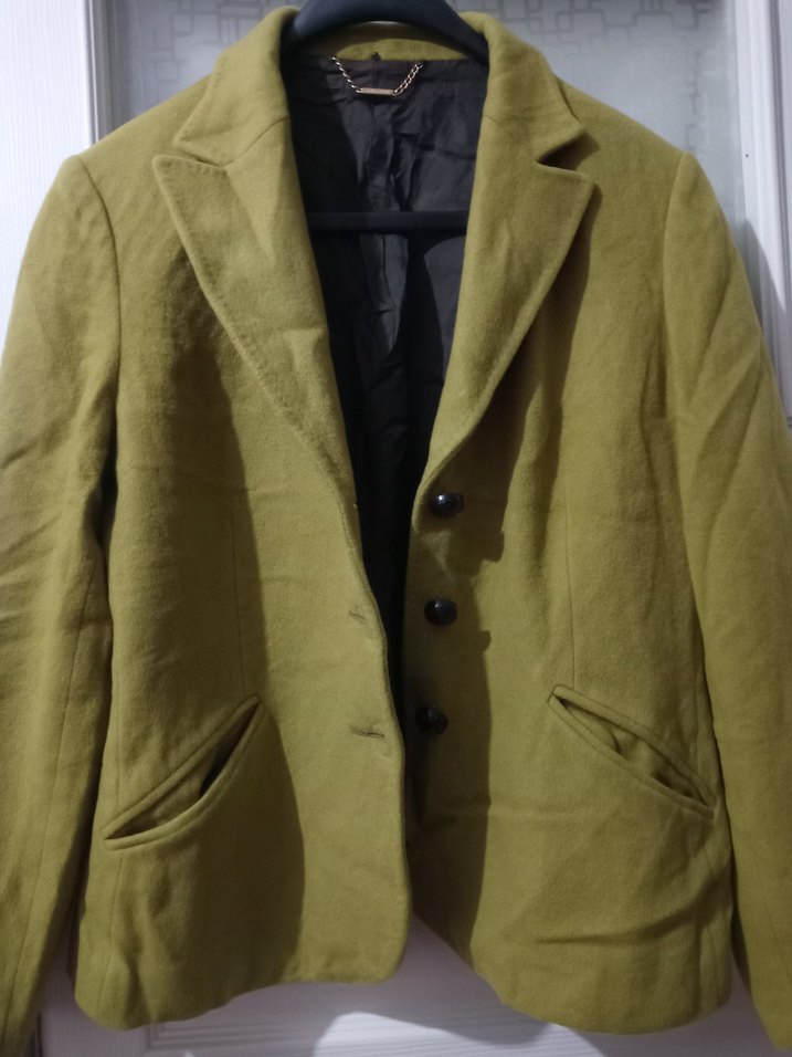 Düğmeli Kaşe ceket modeli ,fıstık yeşili Ceket - Görsel 3