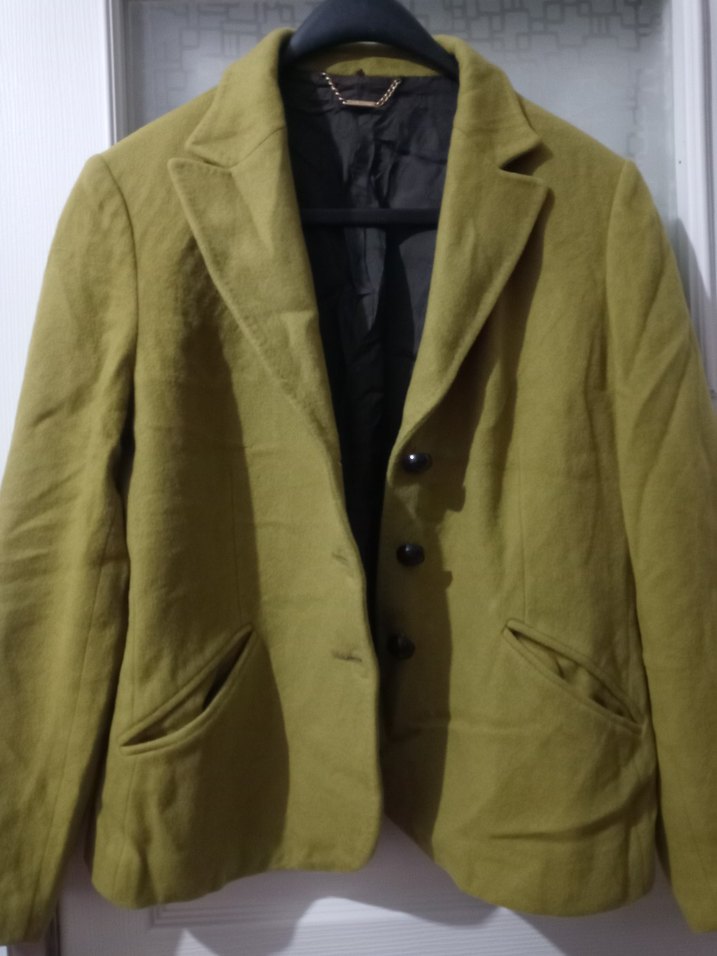 Düğmeli Kaşe ceket modeli ,fıstık yeşili Ceket - Görsel 2