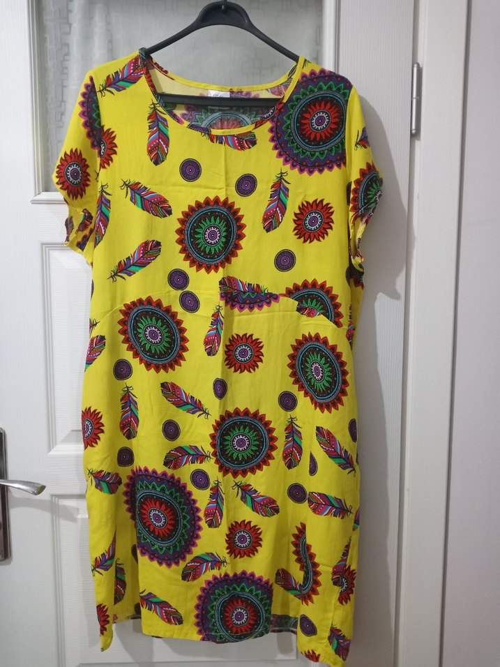 Renkli otantik Desenli yazlık Elbise - Görsel 2