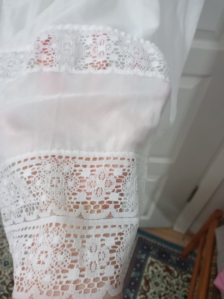 Kadın Beyaz Dantelli Midi Gecelik - Görsel 4