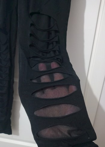 Siyah Dilimli  Kadın Tayt - Görsel 2