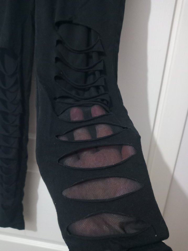 Siyah Dilimli  Kadın Tayt - Görsel 2