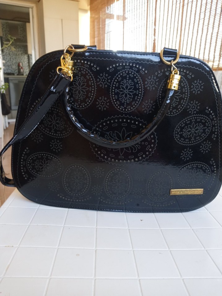 rugan deri, otantik desen uygulamalı bayan çanta - Görsel 3