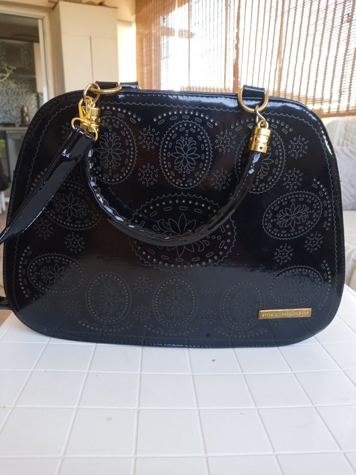 rugan deri, otantik desen uygulamalı bayan çanta - Görsel 4