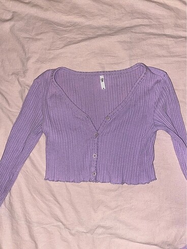 lila kısa crop hırka