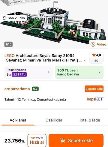 Lego Beyaz Saray 21054 SIFIR KAPALI KUTU