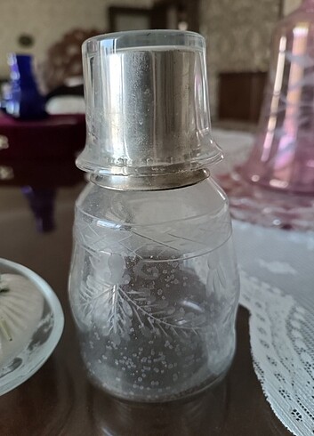 Tasarımcı Antika Vintage Nakışlı Cam Banyo Seti Sabunluk Şampuanlık