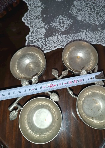 Alman Gümüşü Bohem Tarzı Dallar ve Yapraklar Sunumluk 4lü kase - Görsel 5