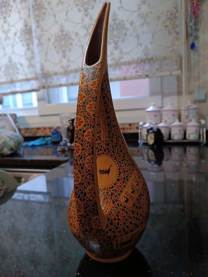 Antika Hitit Geyik Kil Vazo 38cm Dekoratif - Görsel 4