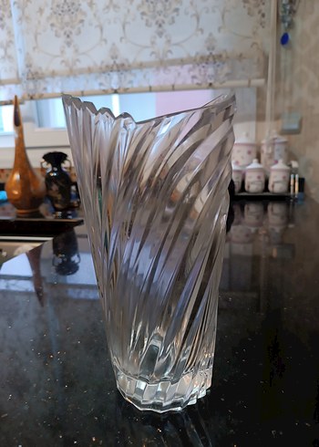 Kristal Vazo Hakiki Büyük Boy Ağır 23cm - Görsel 2