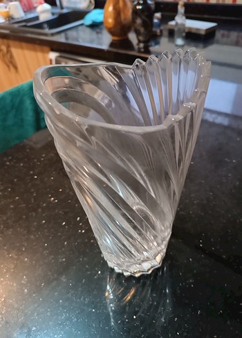 Kristal Vazo Hakiki Büyük Boy Ağır 23cm - Görsel 4