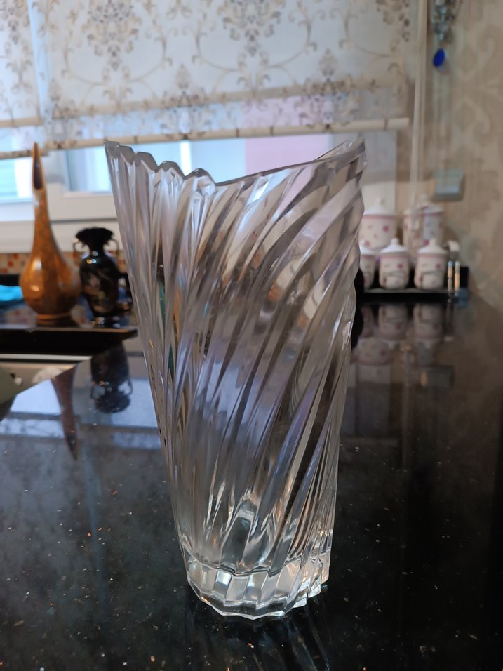 Kristal Vazo Hakiki Büyük Boy Ağır 23cm - Görsel 2