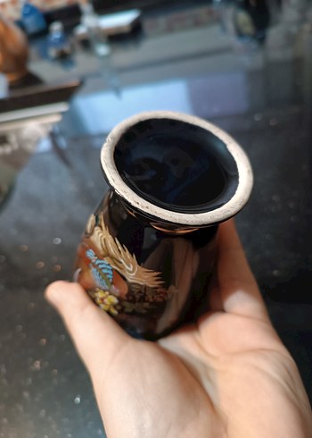 Limoges Çiçek Desenli Seramik Vazo 23cm - Görsel 5