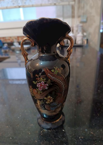 Limoges Çiçek Desenli Seramik Vazo 23cm - Görsel 4