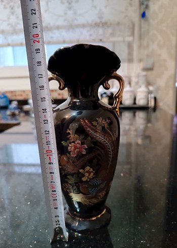 Limoges Çiçek Desenli Seramik Vazo 23cm - Görsel 6